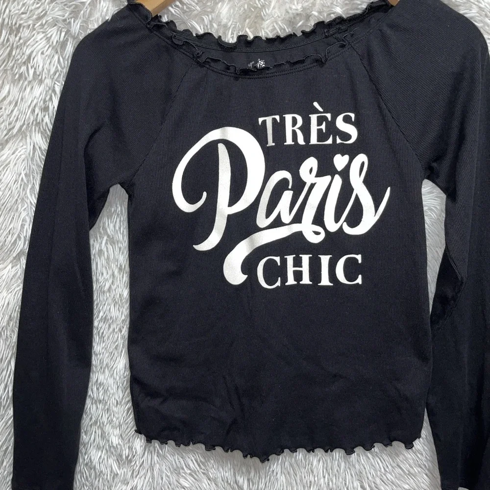 Girls Top‎ Youth Size 18/20 Black Long Sleeve Pullover